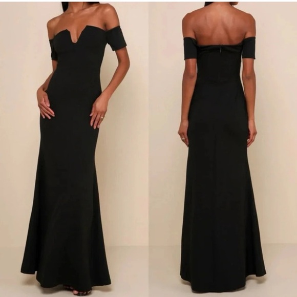 Lulus Dresses & Skirts - Lulus Lynne Black Off-The-Shoulder Mermaid Maxi Dress, Size S